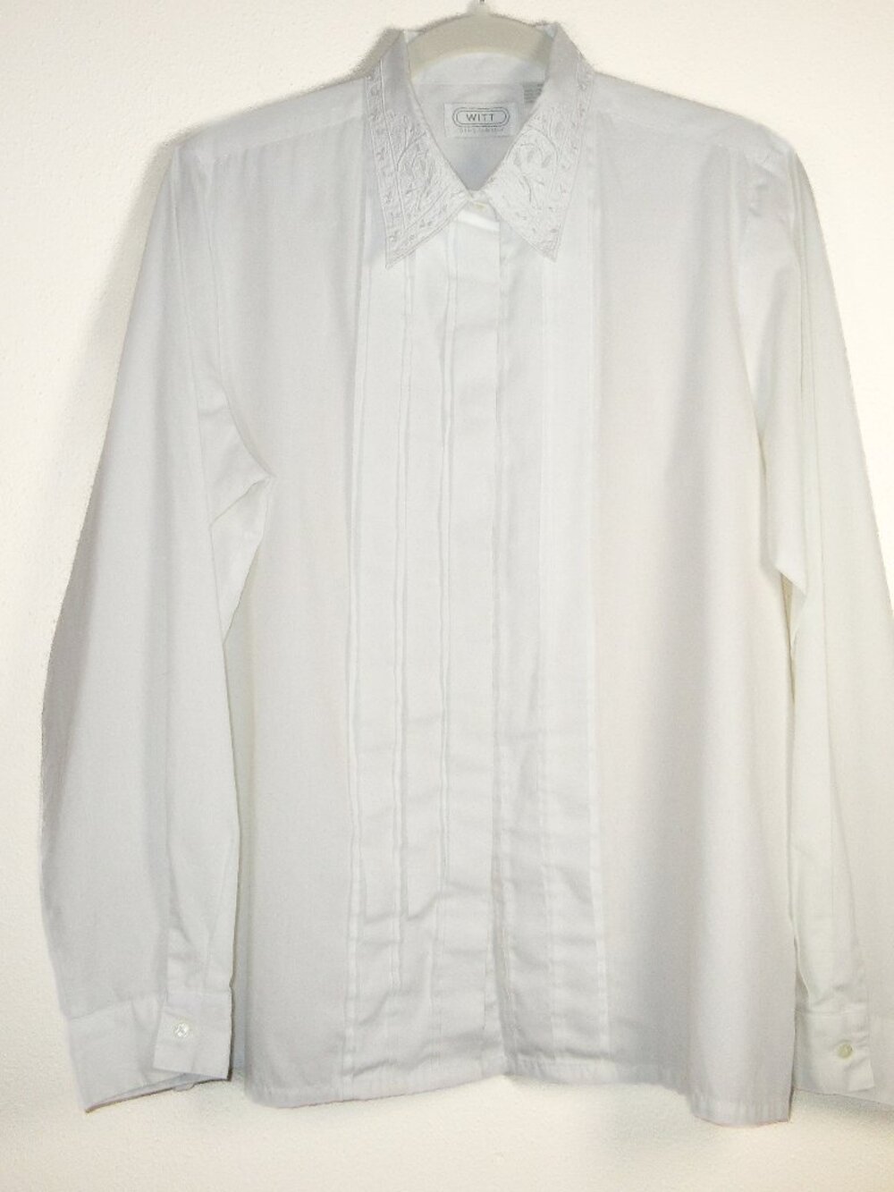 Witt Vintage Blouse White Embroidered Victorian Collar Cottagecore Preppy XL 16